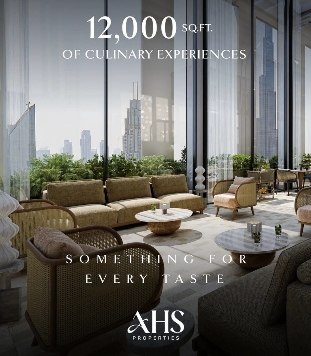 Dining lounge at the AHS Sheikh Zayed Road office tower
