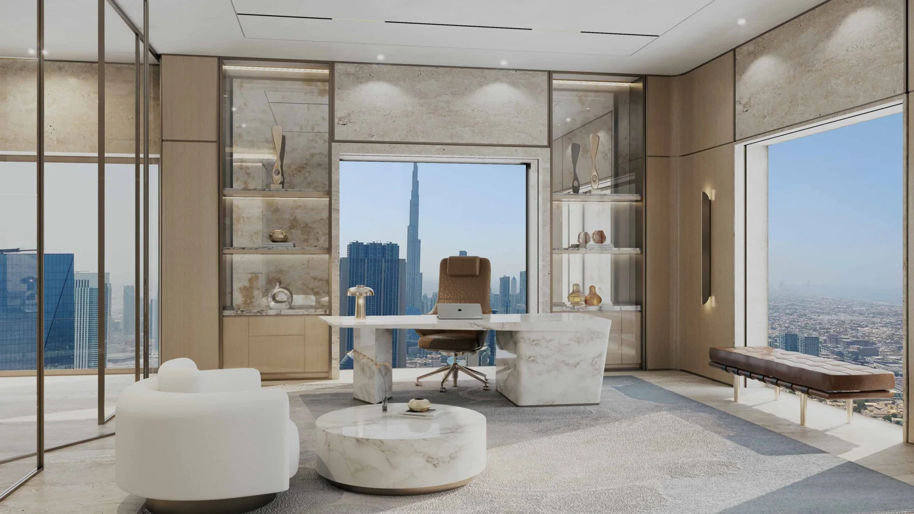 AHS Tower executive office with Burj Khalifa views, official render
