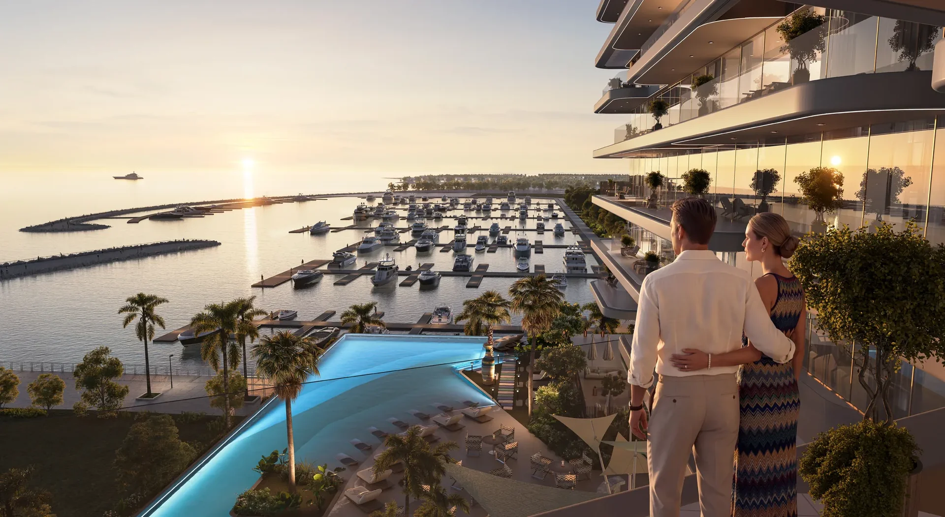 The Bay Interiors by Missoni Seaside Deck beach pool render