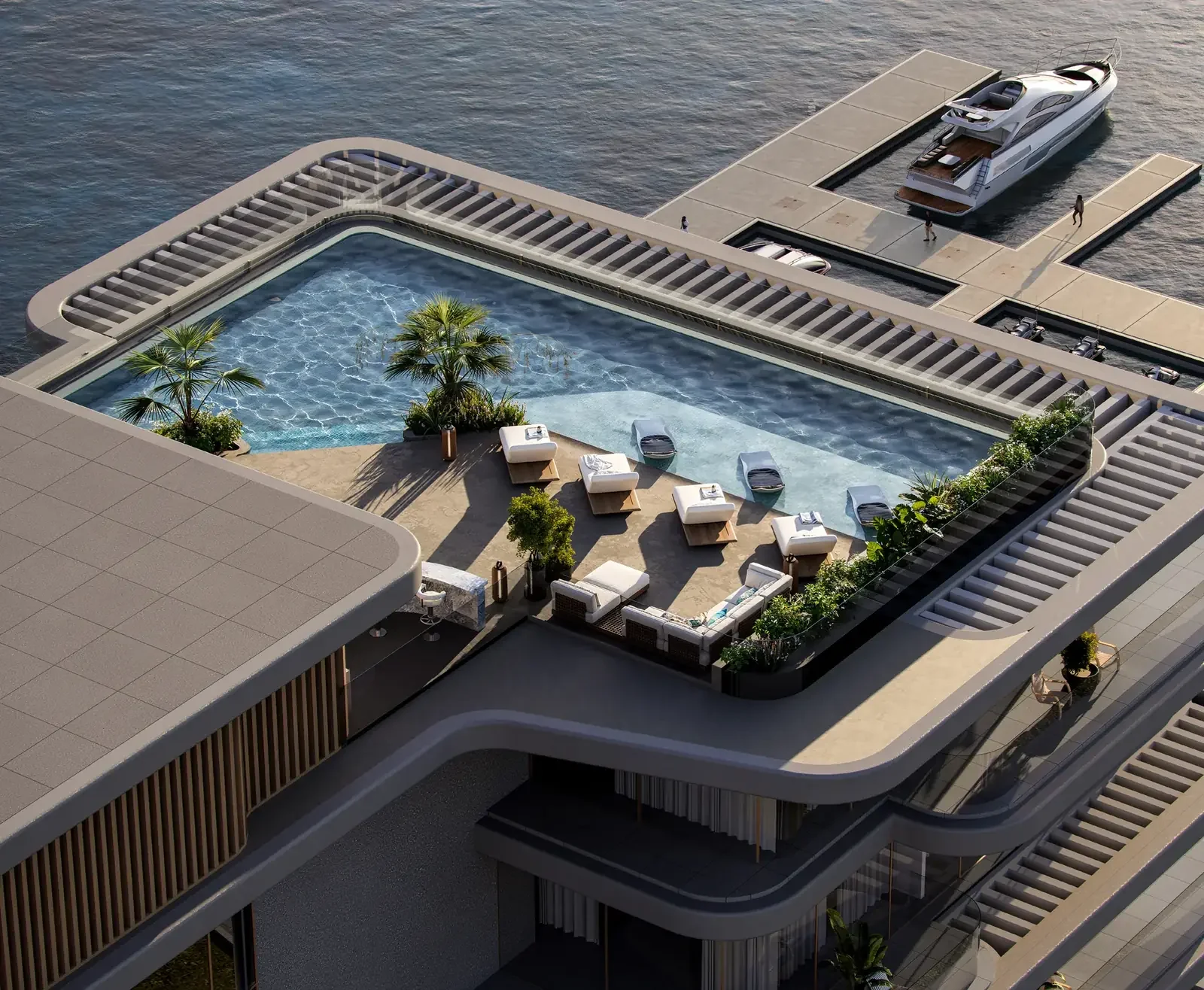 The Bay Interiors by Missoni rooftop Sky Deck pool render