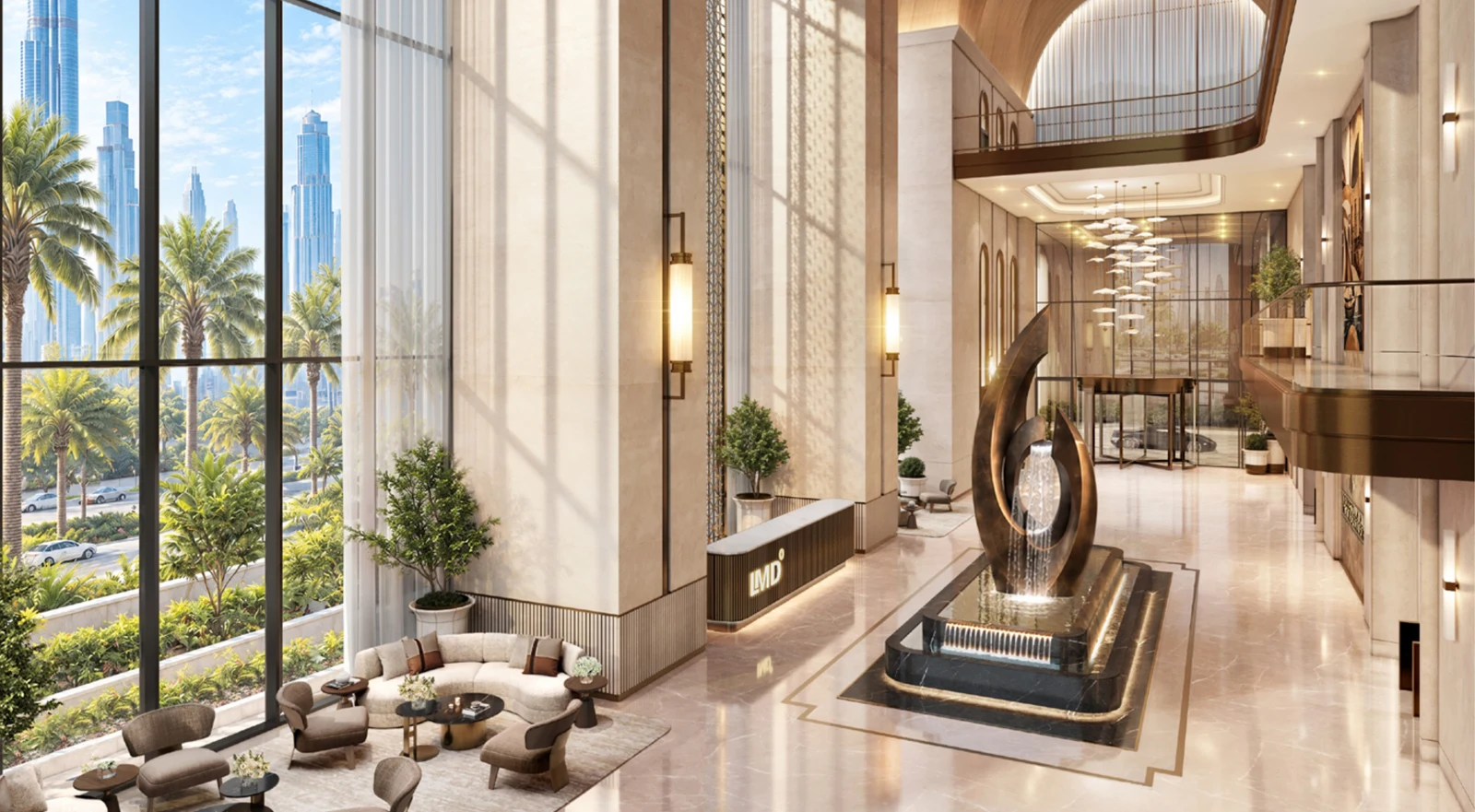 Double-height lobby of Christian A. Rockefeller Business Tower