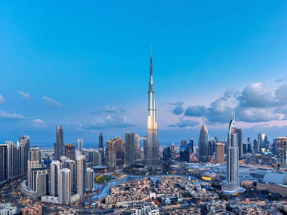 Downtown Dubai skyline with the Burj Khalifa