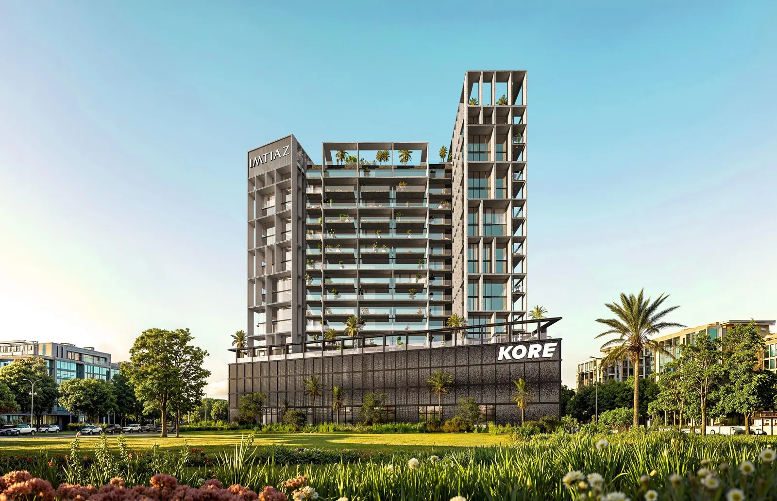 KORE by Imtiaz exterior garden podium render
