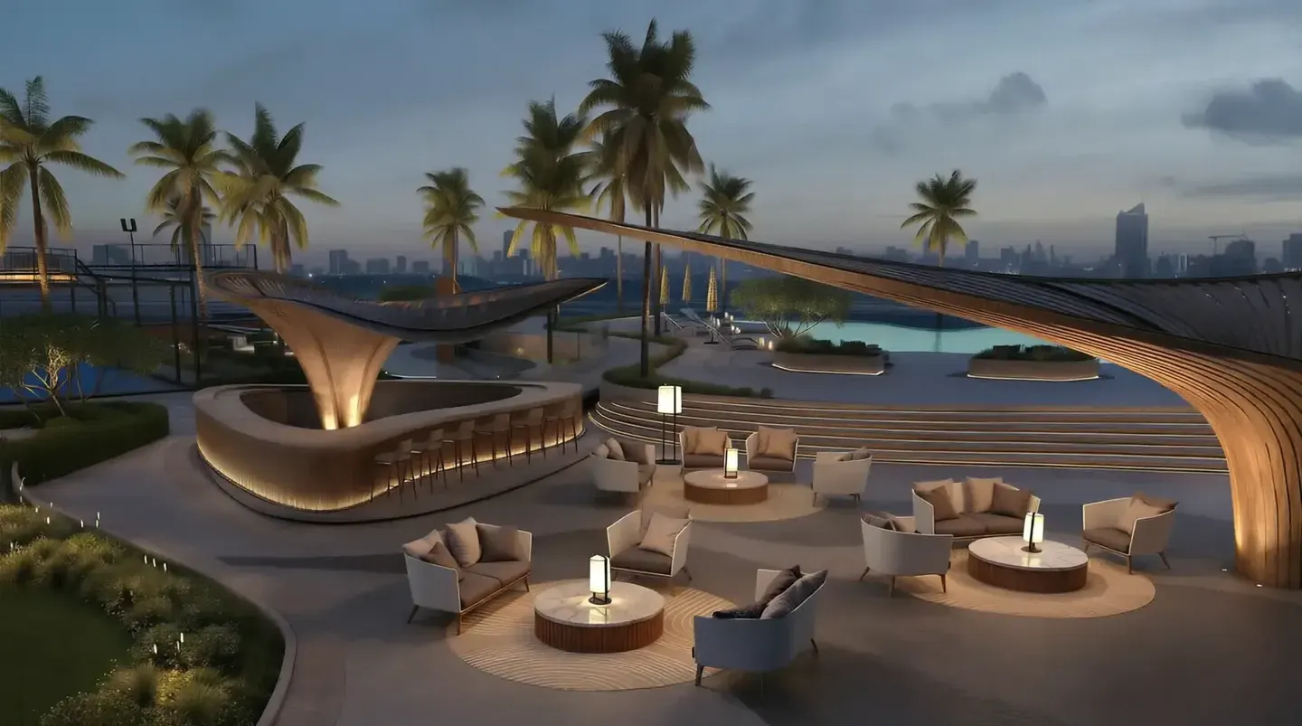 Mövenpick Residences Dubai Motor City exterior render