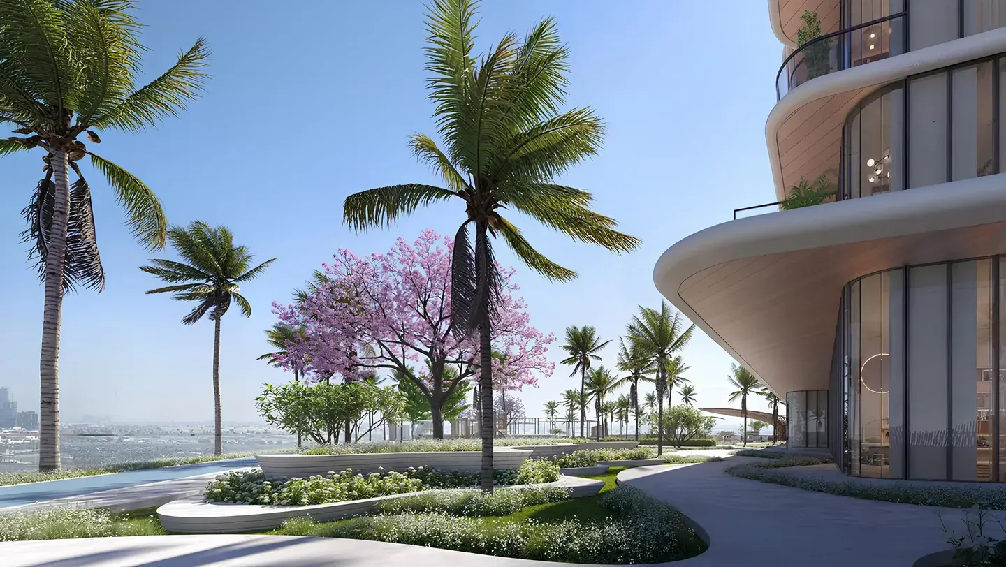 Mövenpick Residences Dubai Motor City building facade render
