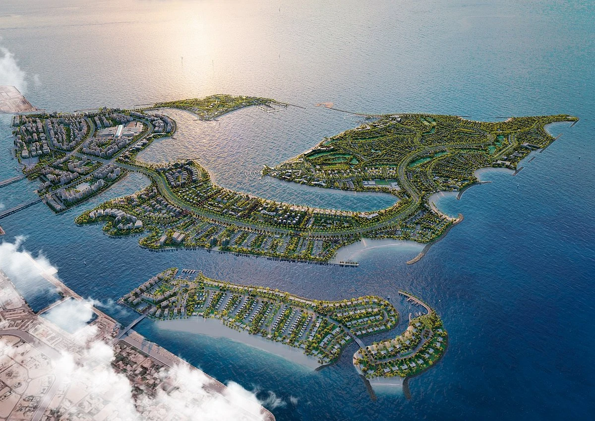 Official aerial render of Dubai Islands by Nakheel showing Island B shoreline and beaches