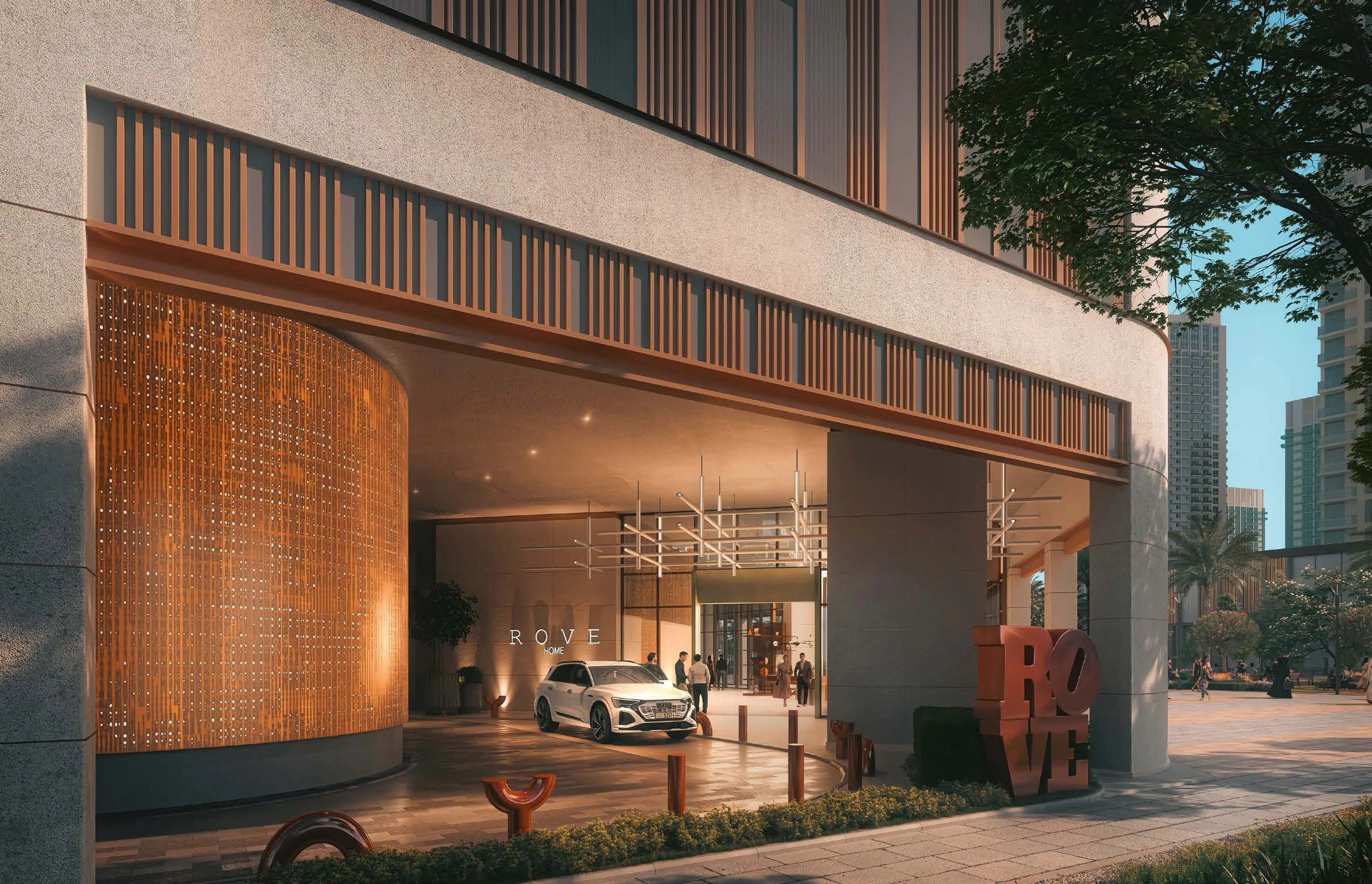 Rove Home Meydan Horizon building entrance and drop-off area render