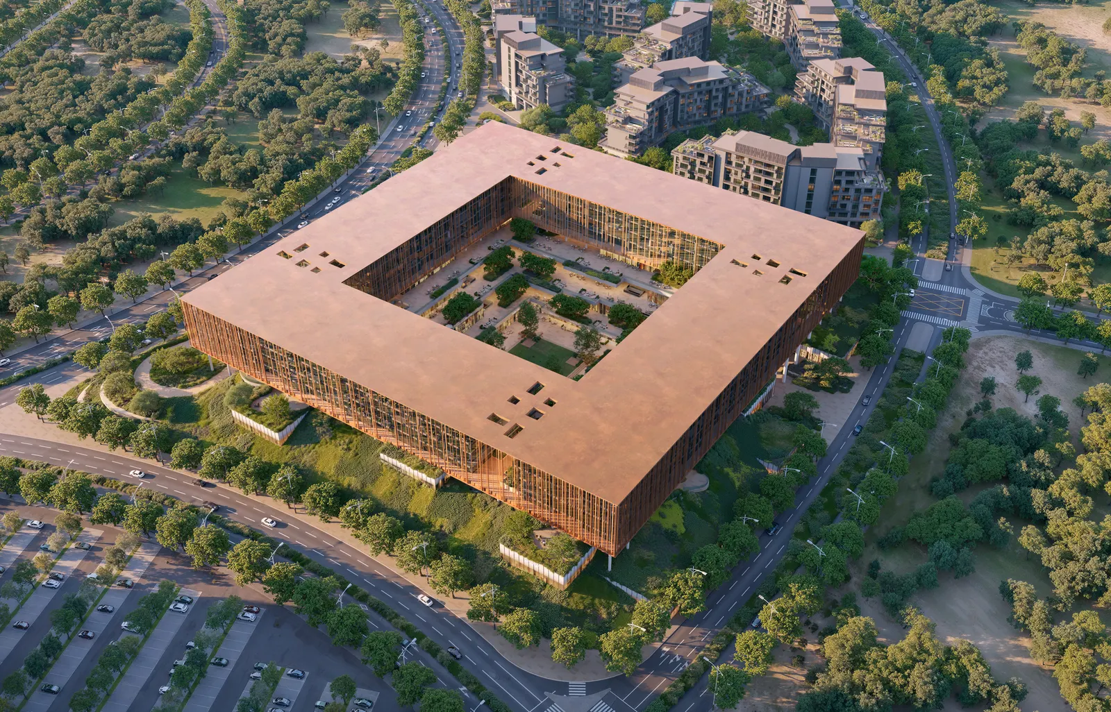 The Yards Plaza BEYOND aerial exterior view City of Arabia