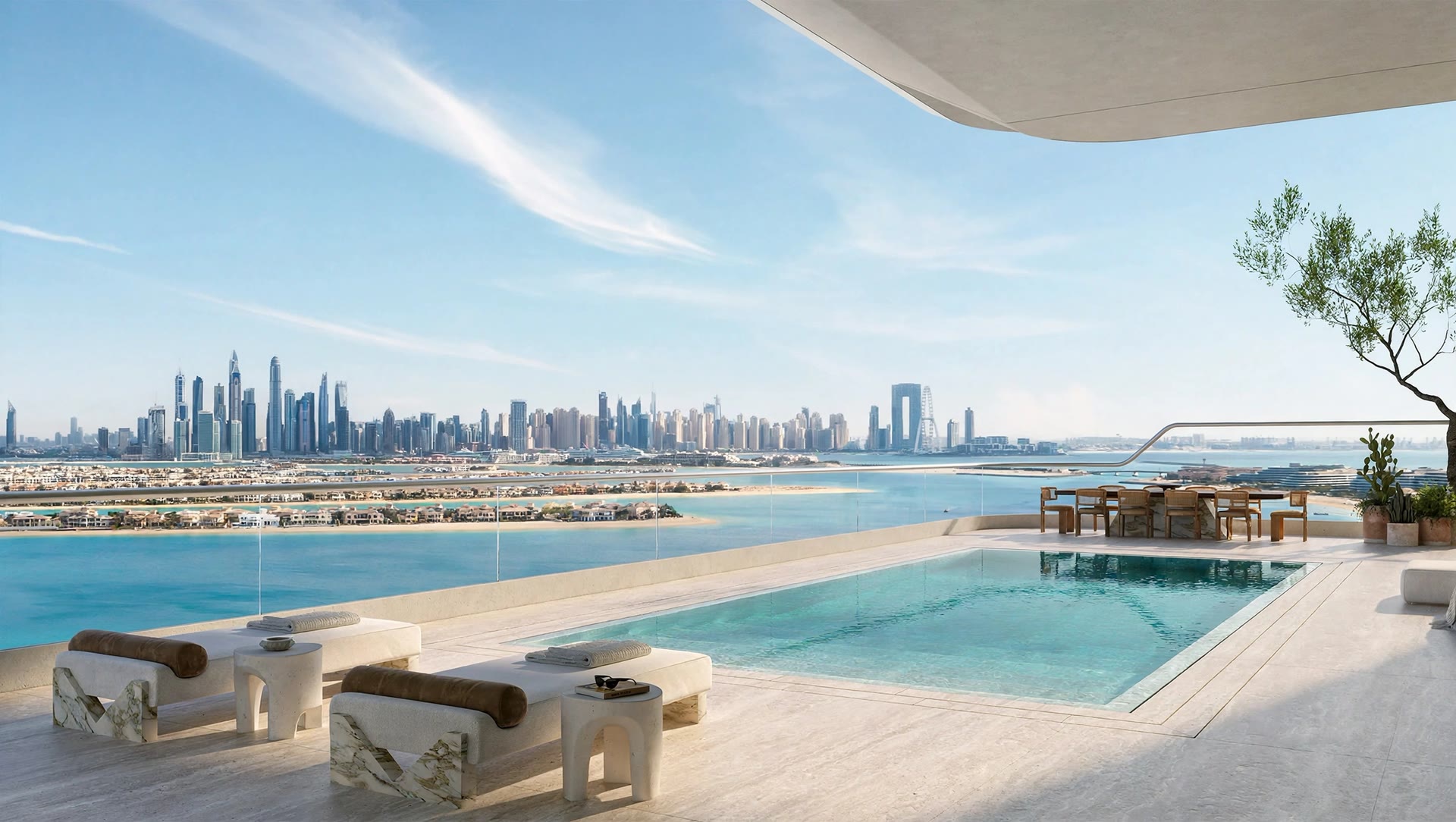Luxury terrace overlooking the Dubai skyline
