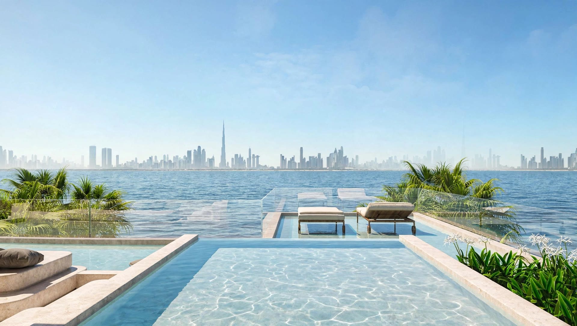 Infinity pool with Burj Khalifa view